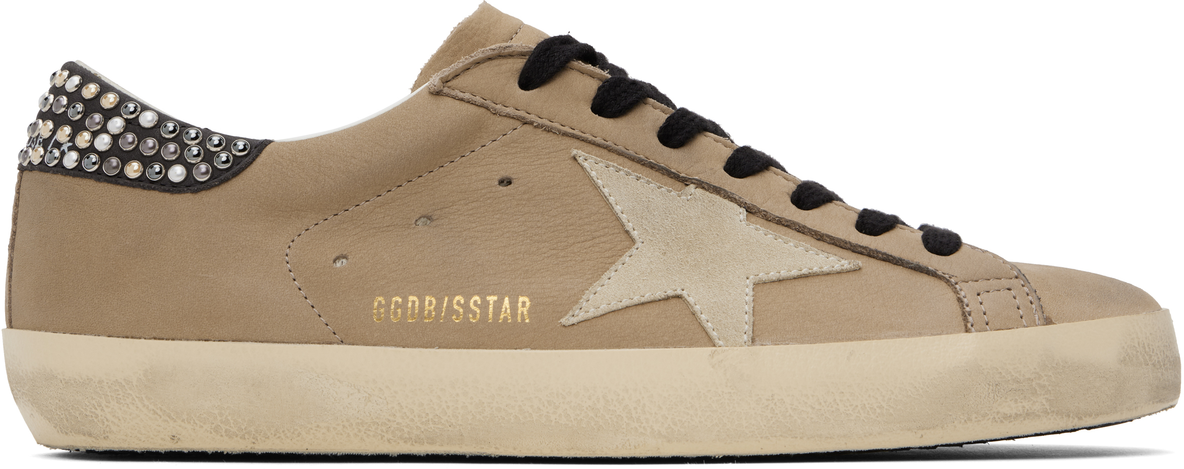 Shop Golden Goose Taupe Super-star Classic Sneakers In Marble/dark Gray