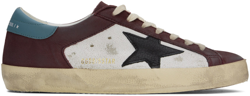 Burgundy & White Super-Star Sneakers