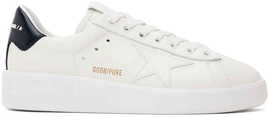 Golden Goose Mens Silver Com Pure Star Bio Logo-print Faux-leather Low-top Trainers In White/blue