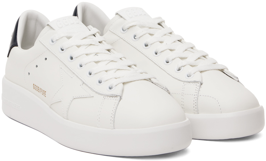 Golden Goose Mens Silver Com Pure Star Bio Logo-print Faux-leather Low-top Trainers In White/blue