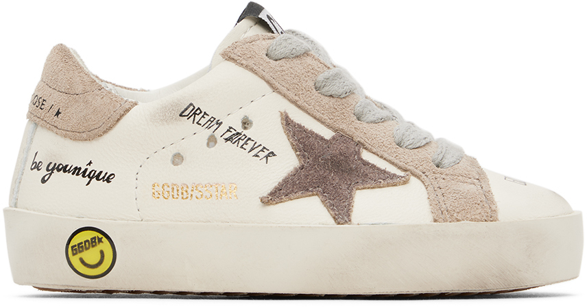 Shop Golden Goose Baby Off-white & Taupe Super-star Classic Sneakers In White/cinder