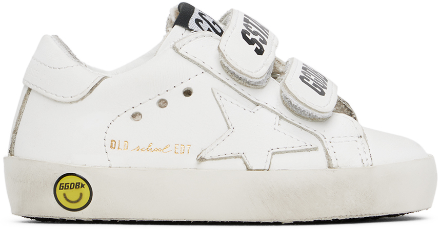 Shop Golden Goose Baby White Old School Sneakers In Optic White