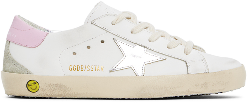 Golden Goose Kids White Super-star Classic Sneakers In White/silver/ice/orc
