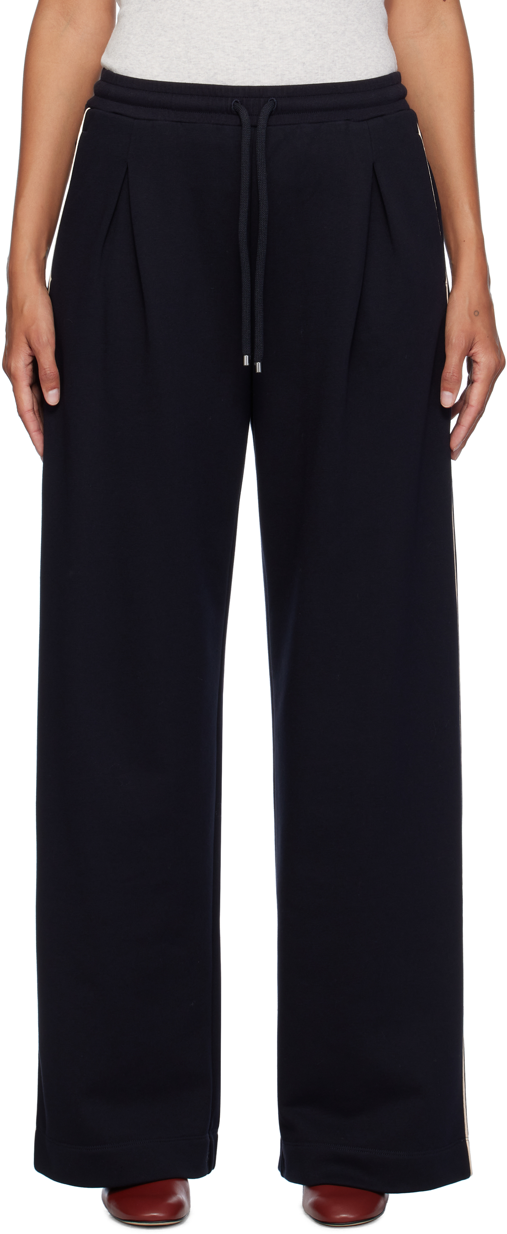 【関税込み】MM by Max Mara ネイビー Curve ラウンジパンツ MM by Max Mara: ネイビー Curve ラウンジパンツ | SSENSE 日本