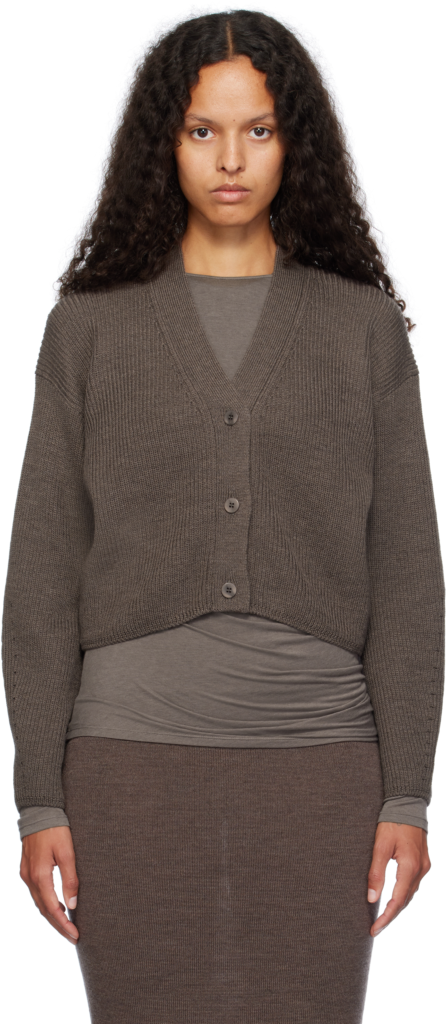 MaxMara カ―ディガン Max Mara リブニット ロングカーディガン | ニュートラル