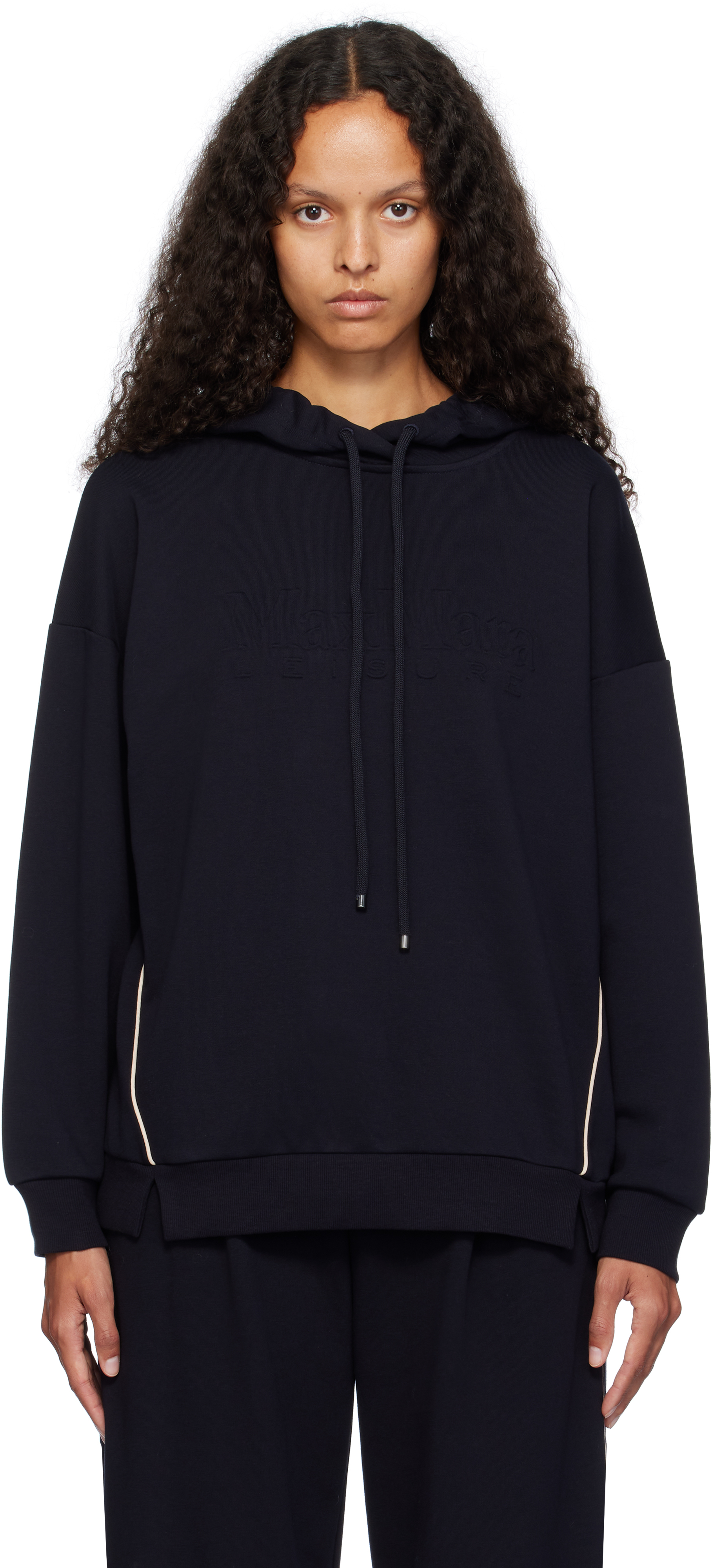 Shop Max Mara Navy Flipper Hoodie In 004 Navy