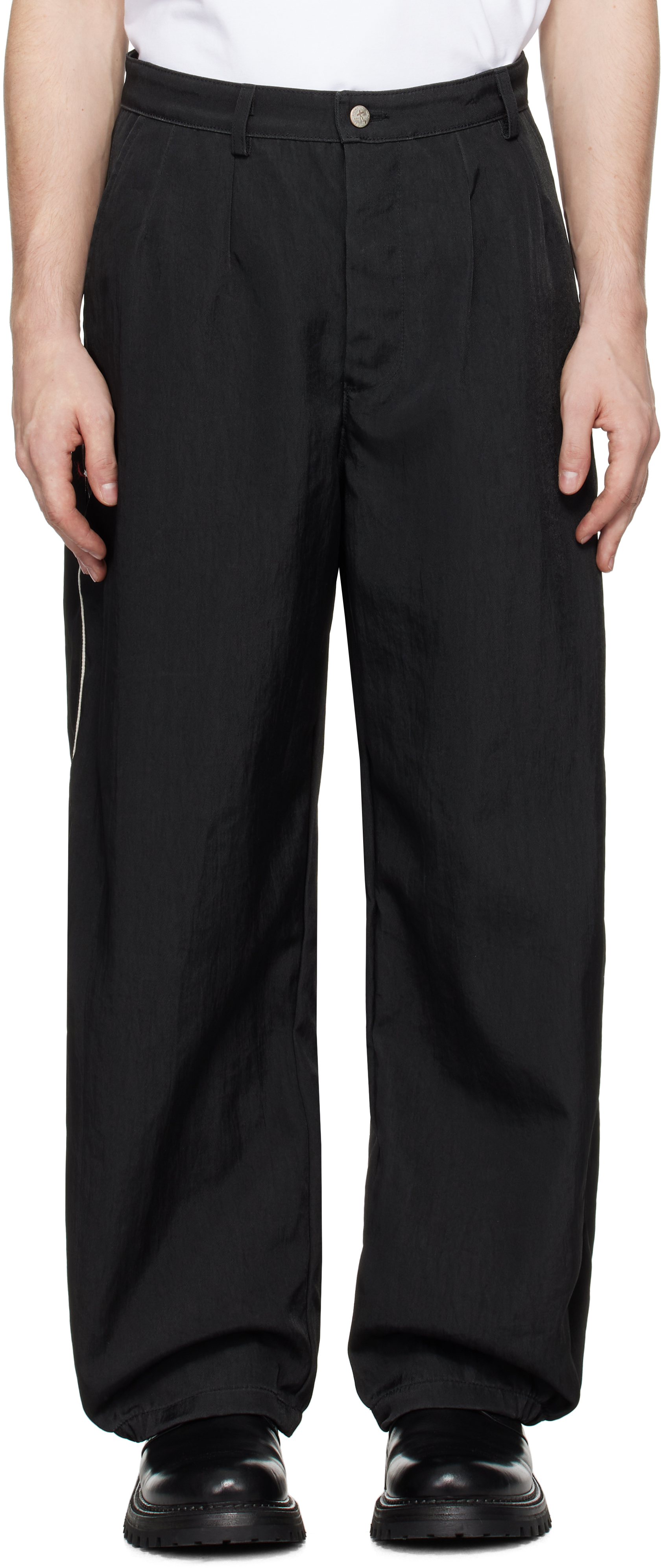 Black Penta Track Pants by Rivington Roi Rebis on Sale