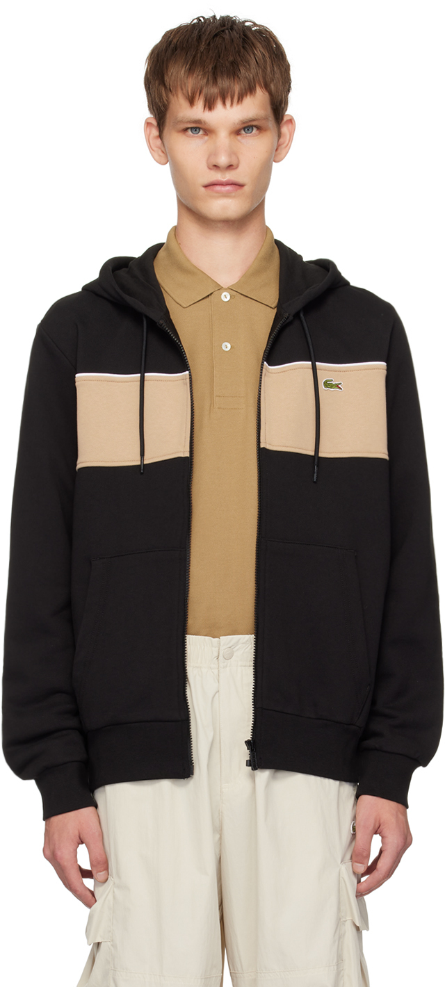 Black Zip-Up Colorblock Hoodie