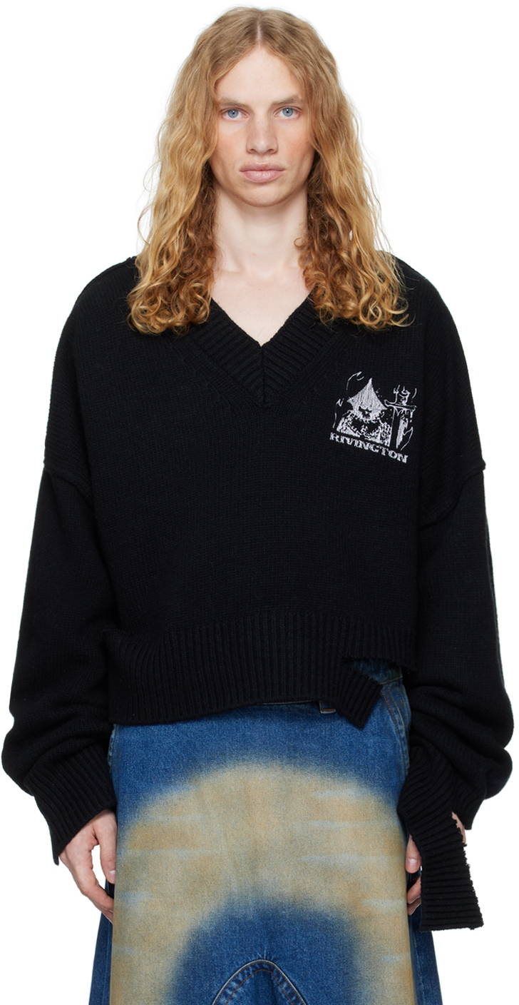 Shop Rivington Roi Rebis Black Penta Cropped Sweater