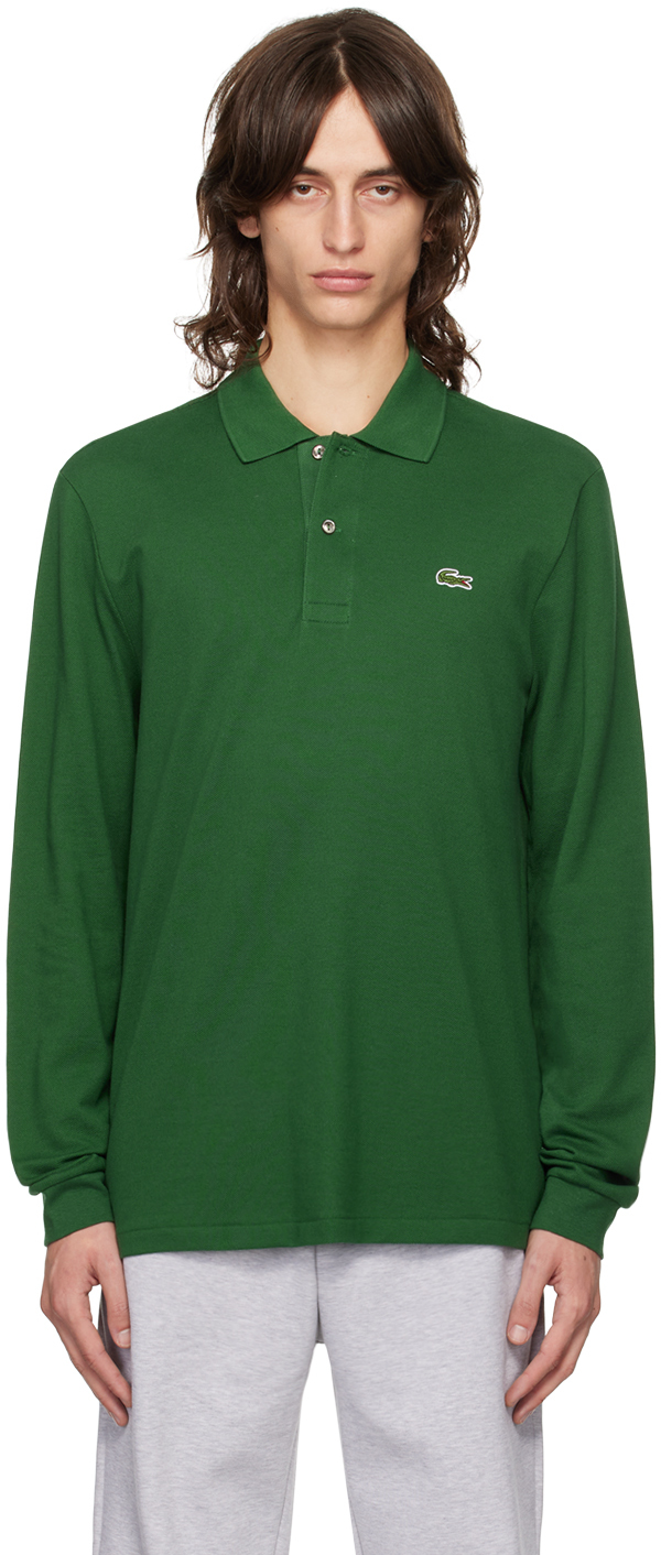 Shop Lacoste Green Classic Long Sleeve Polo In 132