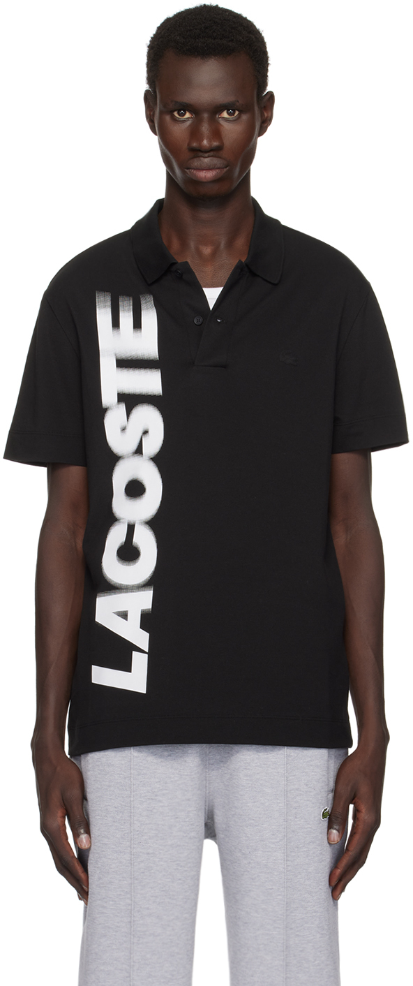 Black Regular Fit 'Lacoste' Movement Printed Polo