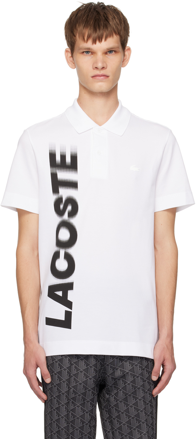 Shop Lacoste White Regular Fit Movement Printed Polo In 1