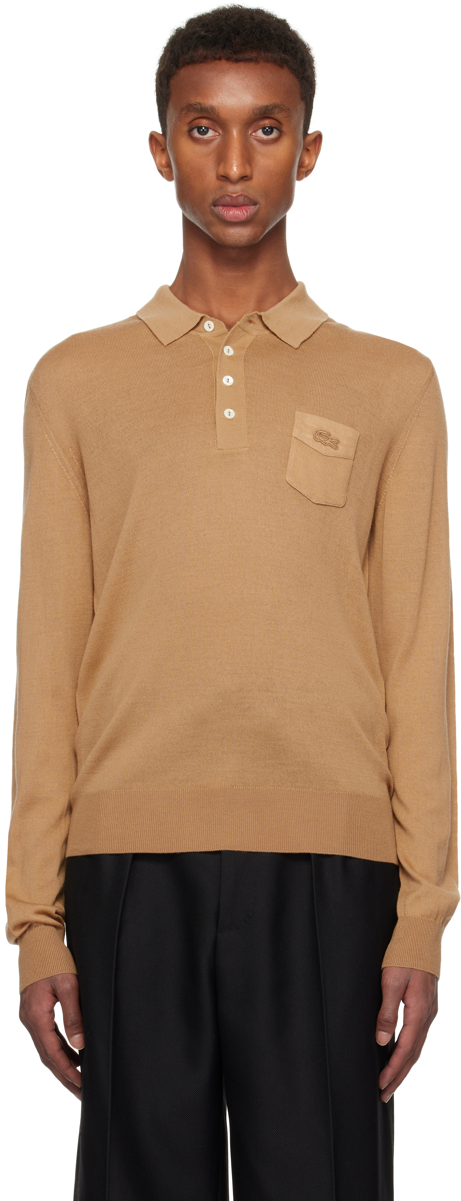 Shop Lacoste Beige Wool Polo In Z1s