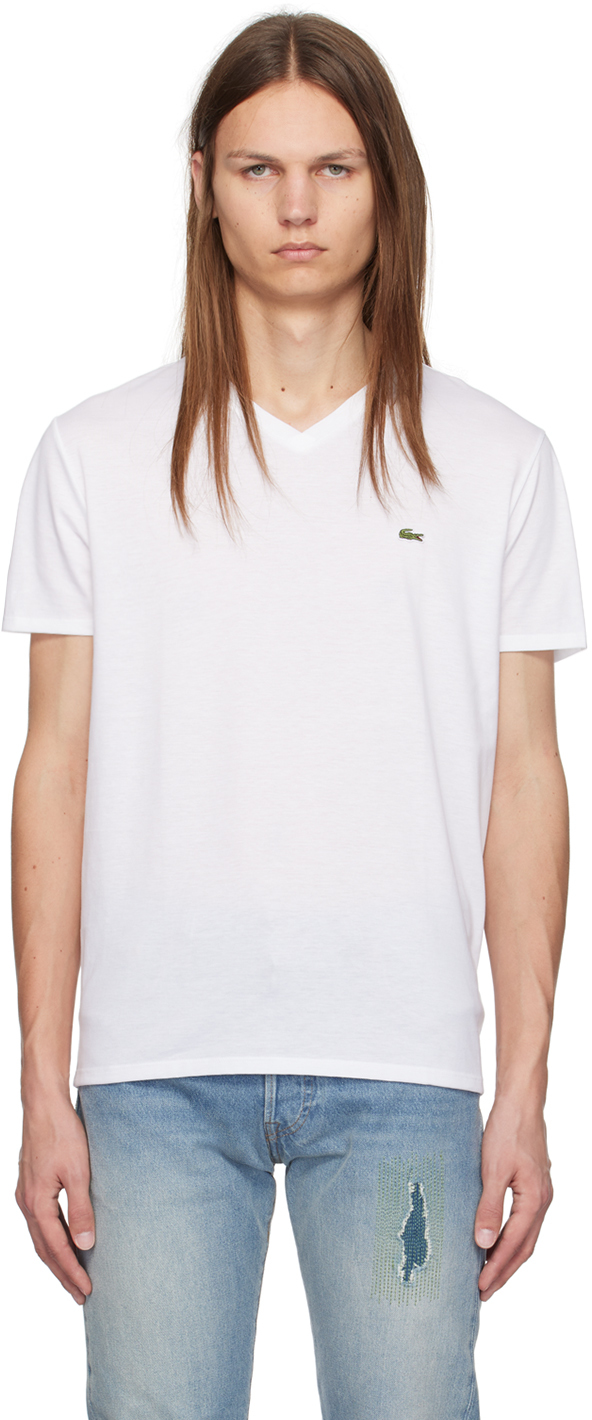 Lacoste White V Neck T Shirt SSENSE