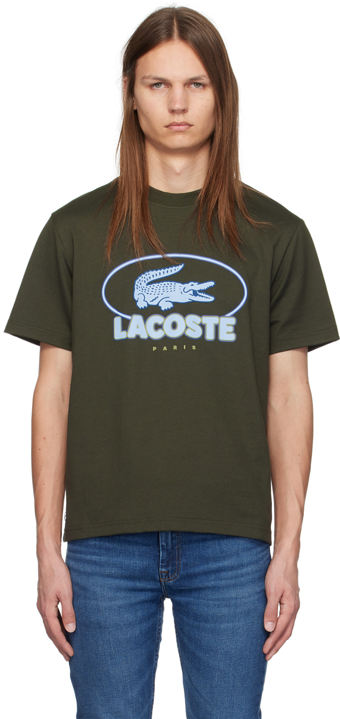 Shop Lacoste Green Graphic T-shirt In L7a