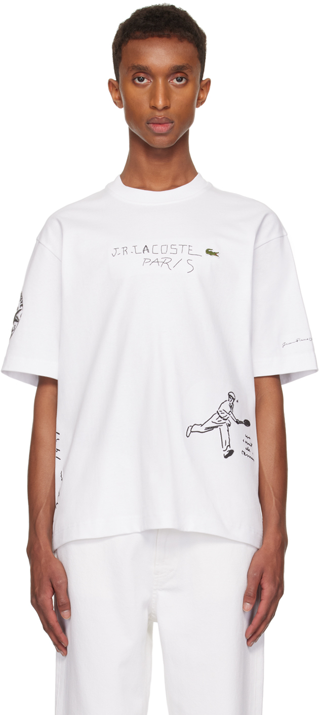 Shop Lacoste White Loose Fit T-shirt In 001