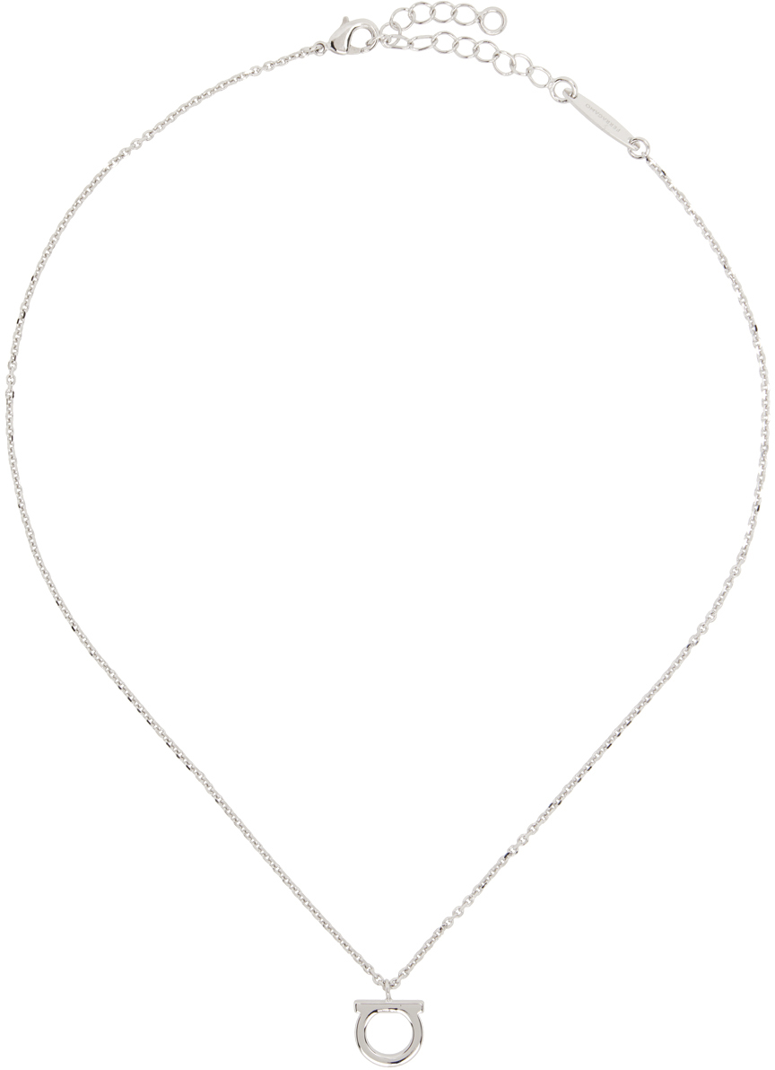 Ferragamo: Silver Gancini Necklace | SSENSE