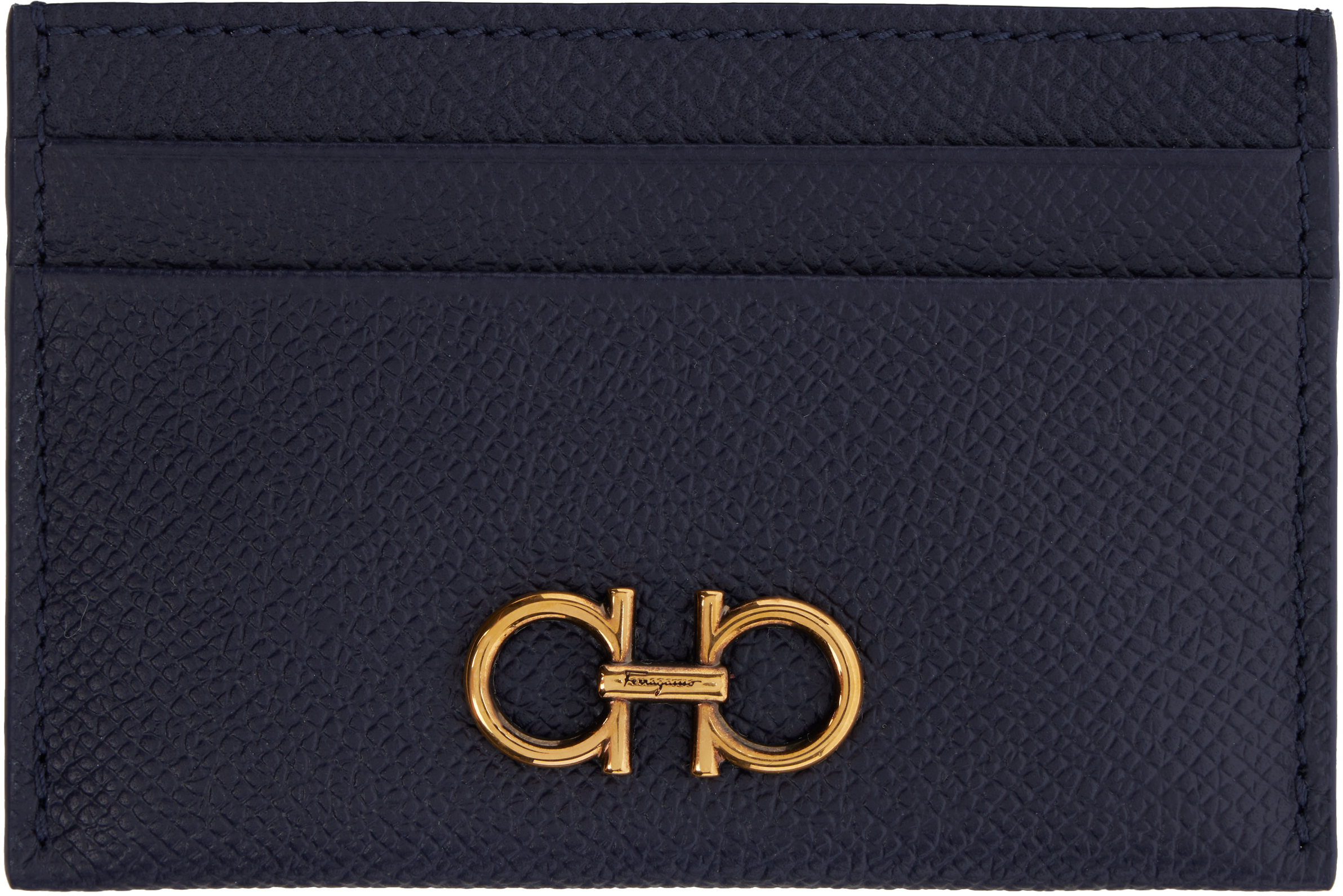 Navy Gancini Card Holder