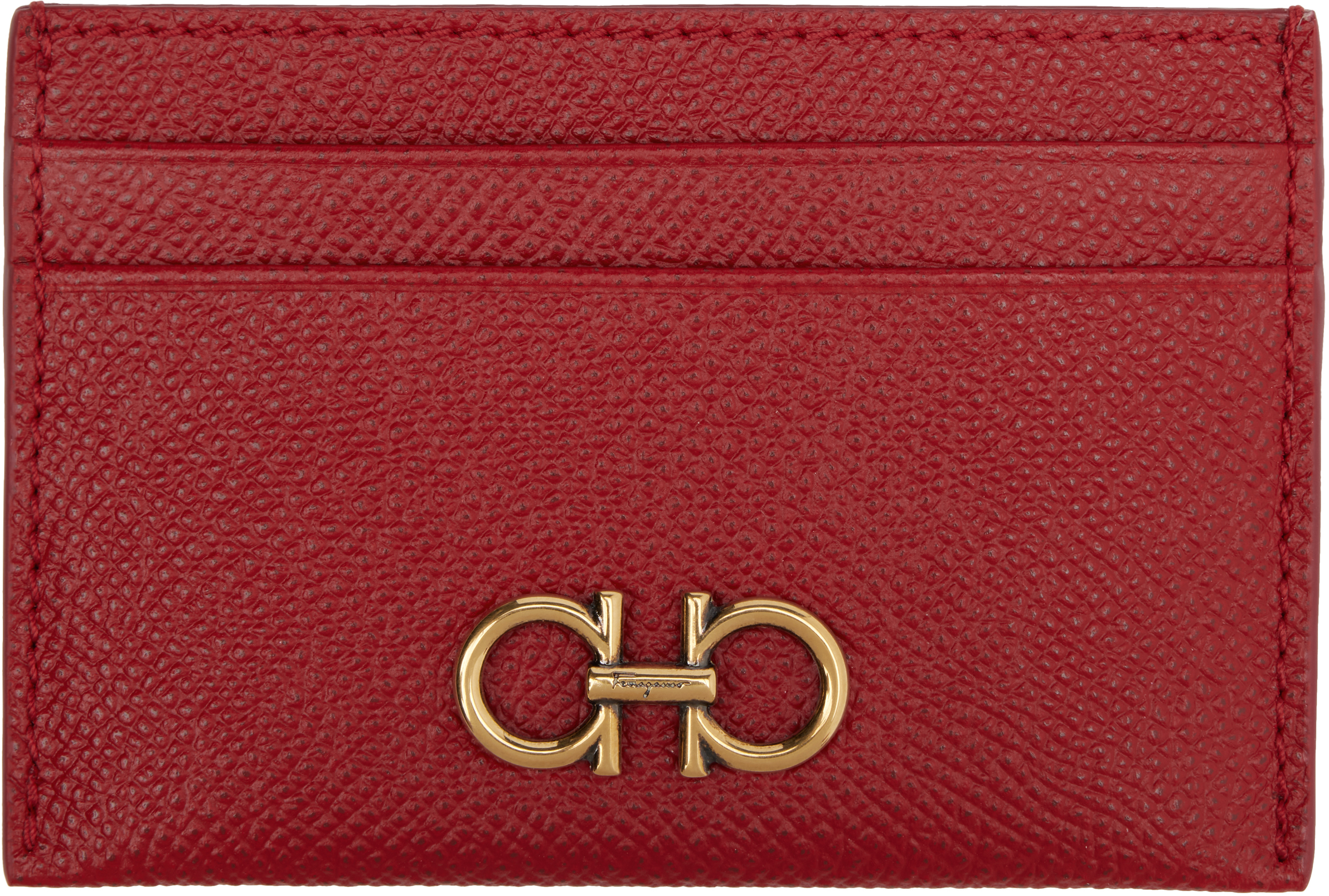 FERRAGAMO RED GANCINI CARD HOLDER 