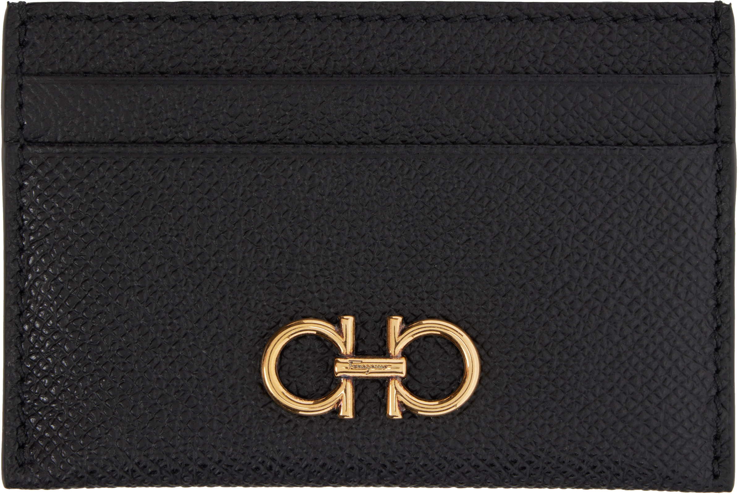 Shop Ferragamo Black Gancini Card Holder In 001 Nero || Nero