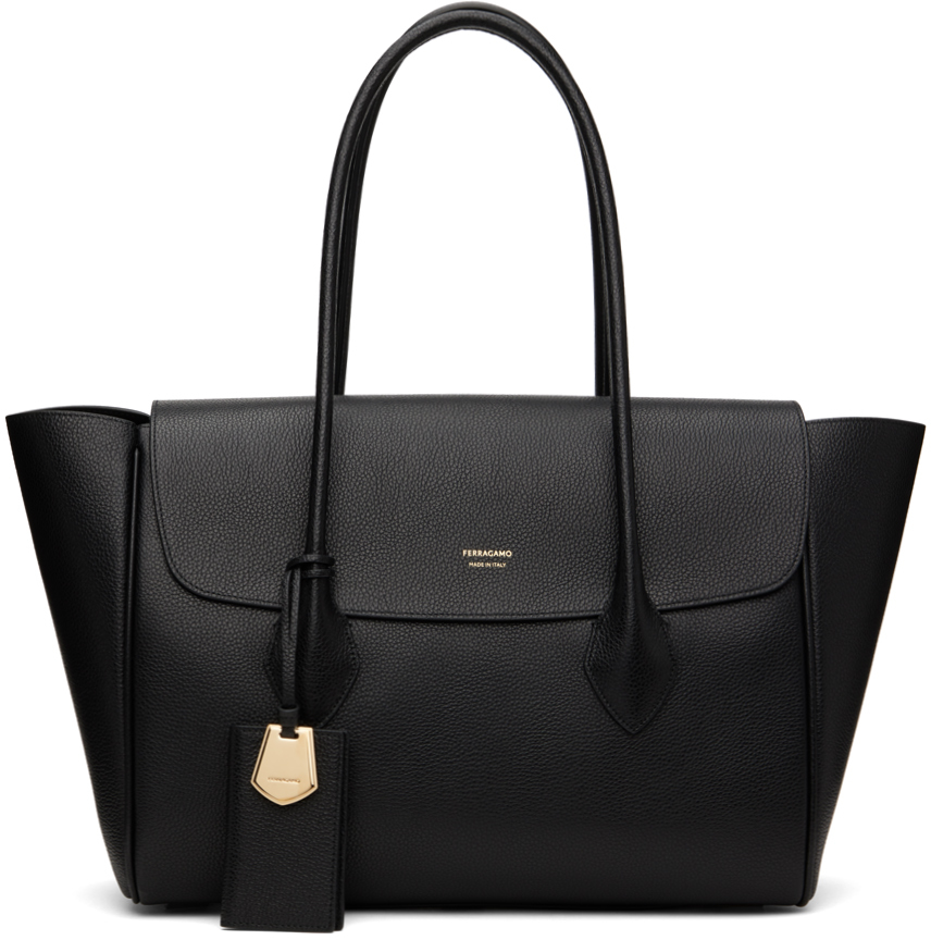 Shop Ferragamo Black East-west Bag In 004 Nero || Nero