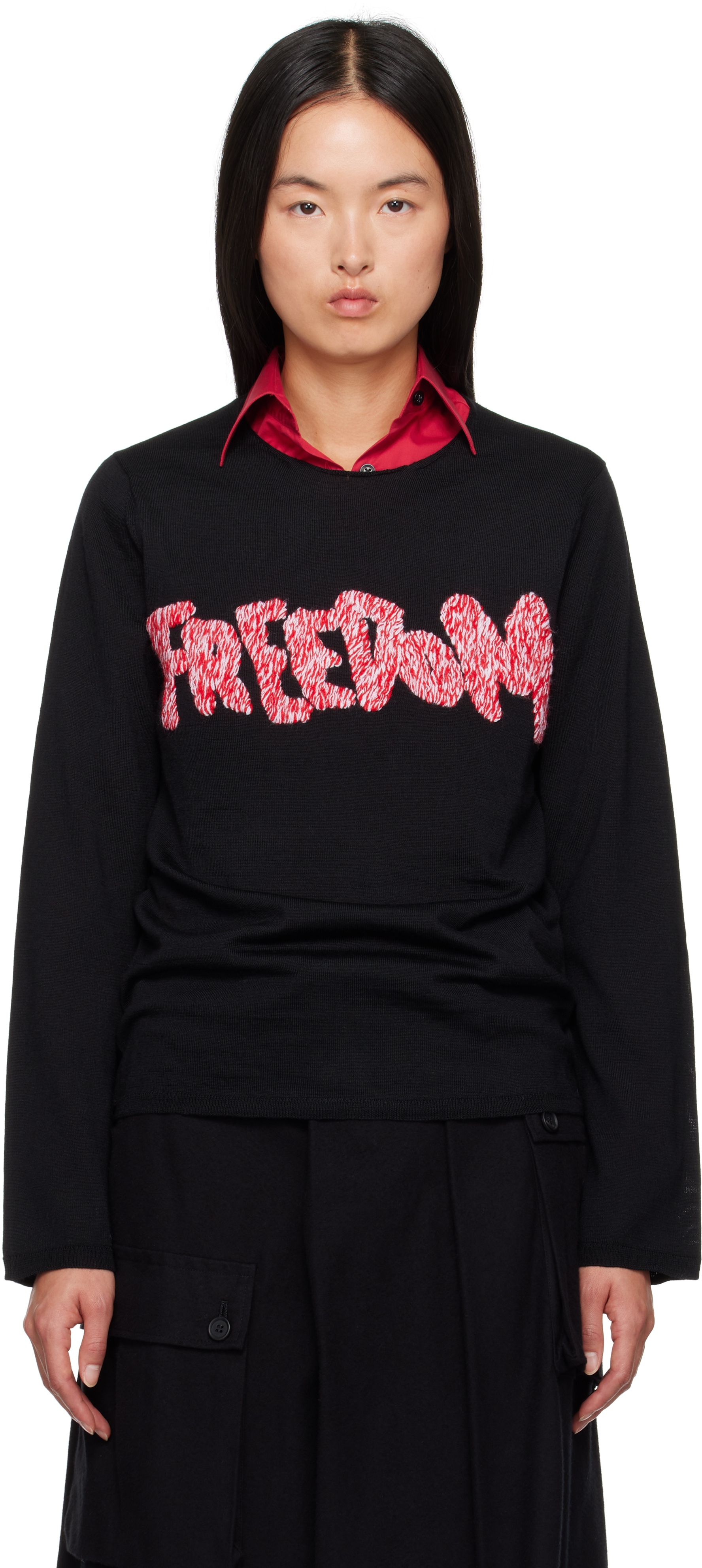 Comme Des Garçons Shirt Black 'freedom' Sweater In 1 Black