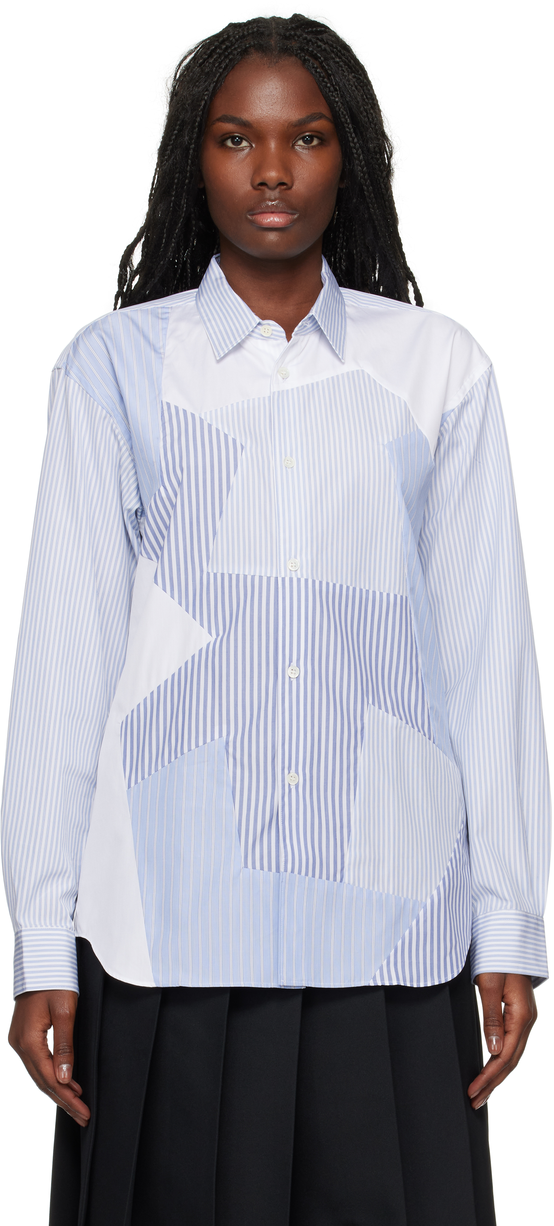 Shop Comme Des Garçons Shirt Blue & White Stripe Poplin Shirt In 1 White/stripe