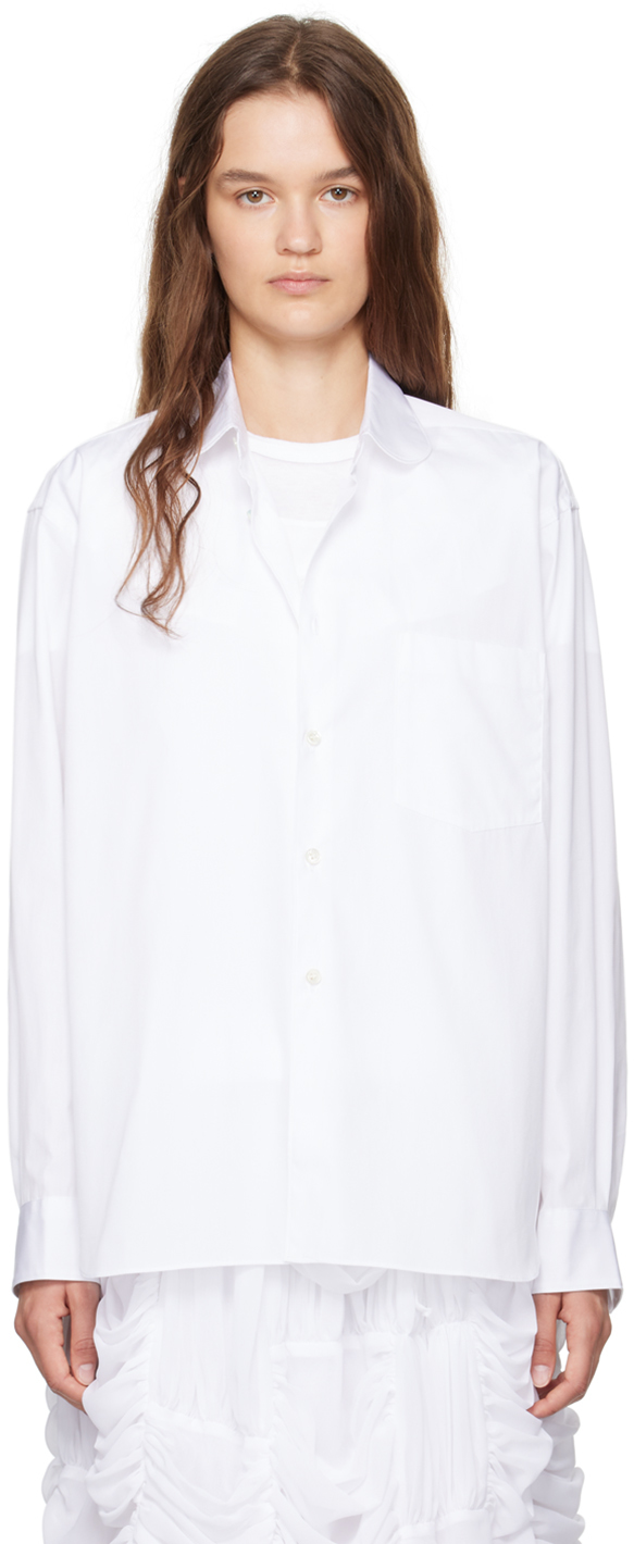 Shop Comme Des Garçons Shirt White Peter Pan Collar Shirt In 3 White