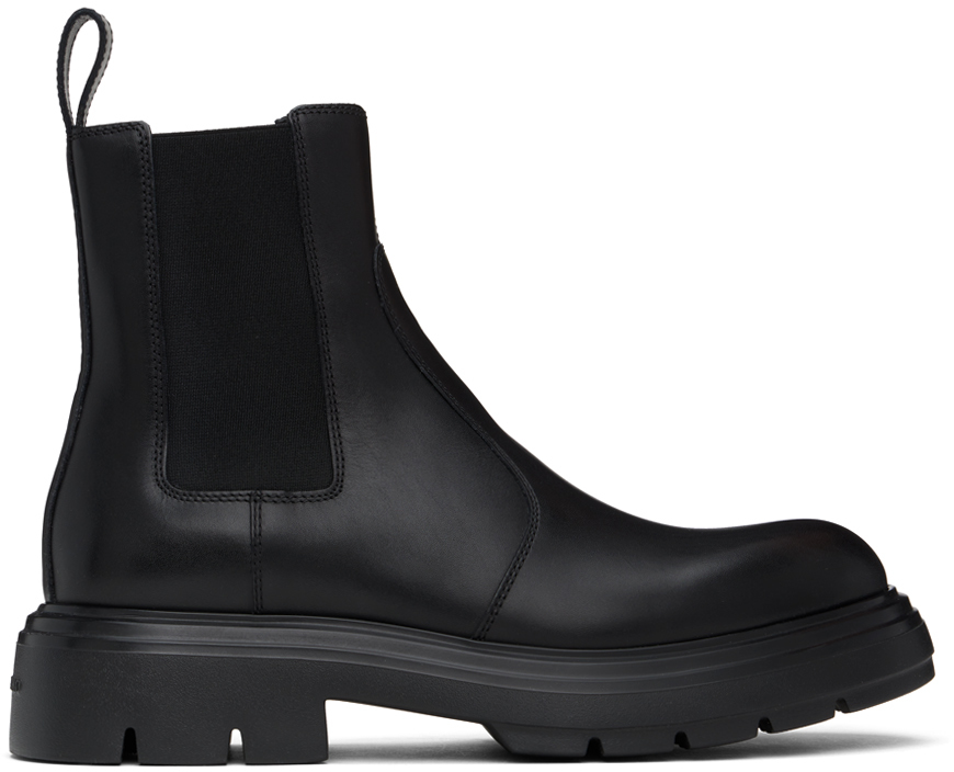 Shop Ferragamo Black Leather Chelsea Boots In 001 Nero || Nero 13