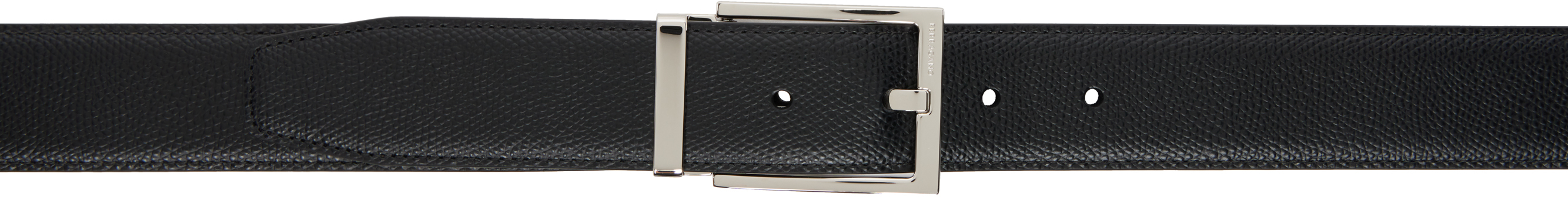 Ferragamo Black & Brown Rectangular Buckle Reversible Belt In Nero Hickory