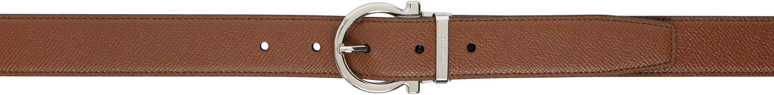 Ferragamo Brown & Black Gancini Reversible Belt In Radica Nero