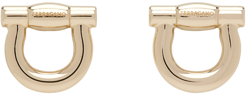 FERRAGAMO GOLD GANCINI CUFF LINKS 