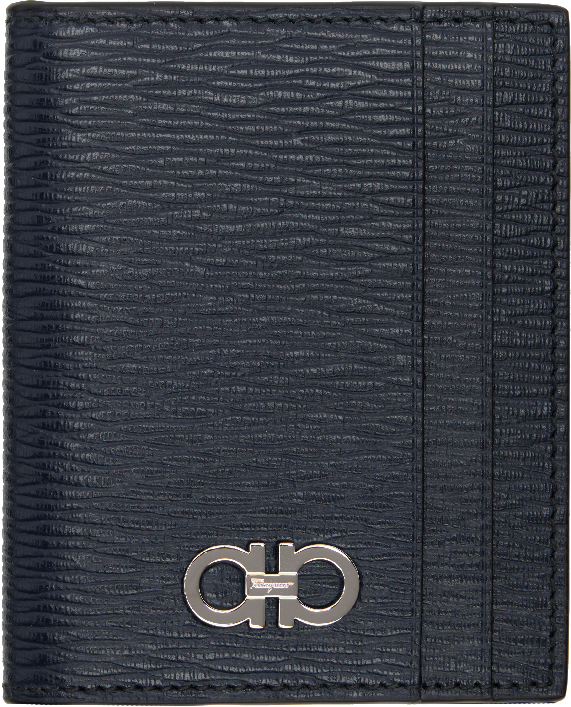 Ferragamo Navy Gancini Card Holder In Deep Ocean Nero 50