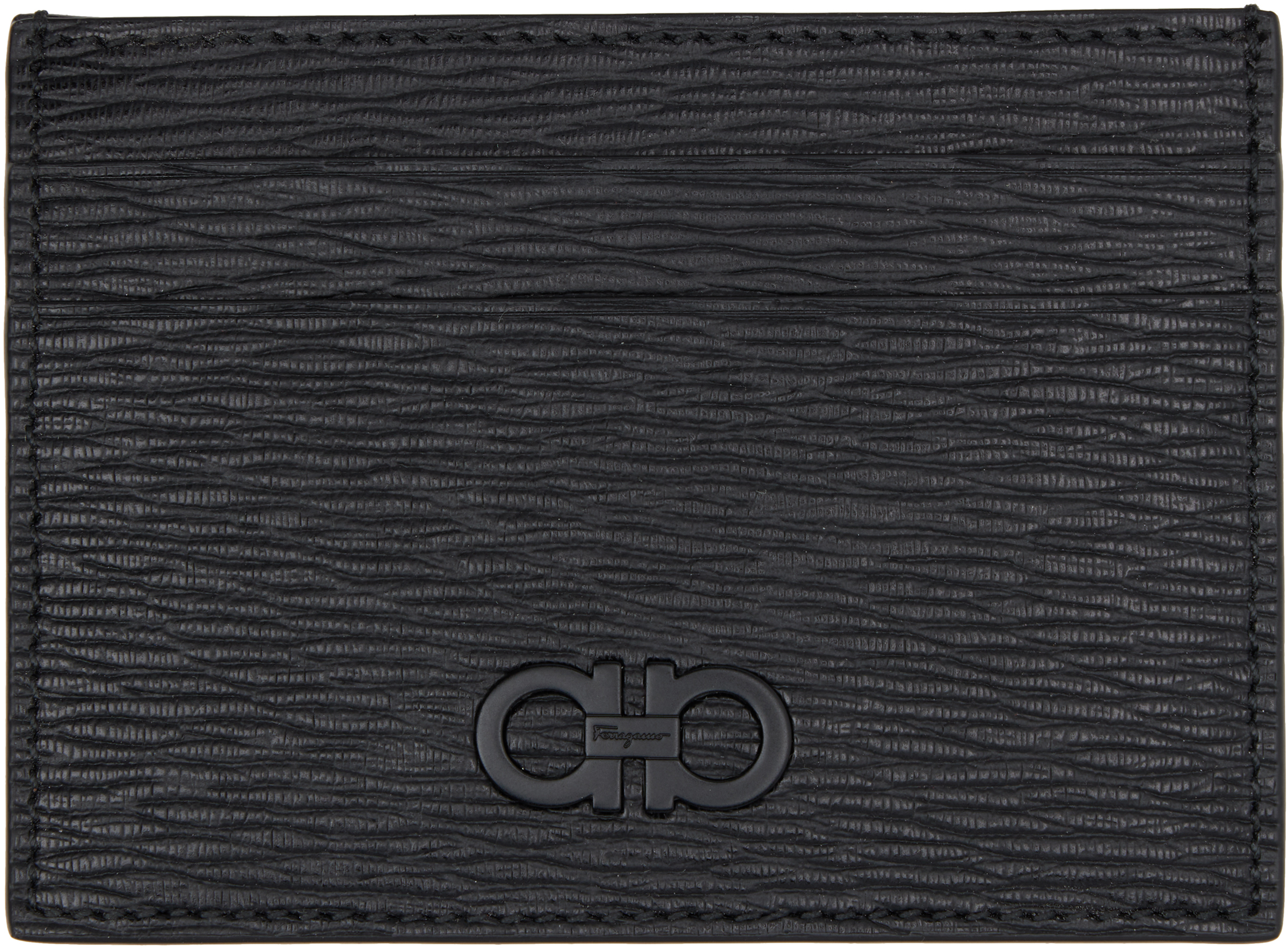 FERRAGAMO BLACK GANCINI CARD HOLDER 