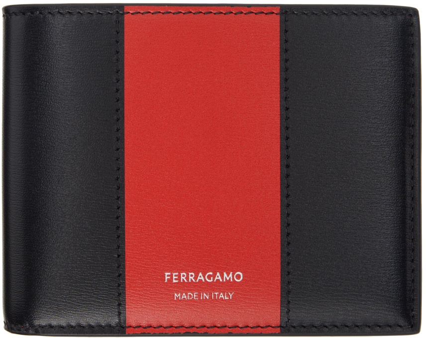 Shop Ferragamo レッド＆ブラック バイカラー 財布 In Nero. Flame Red Nero