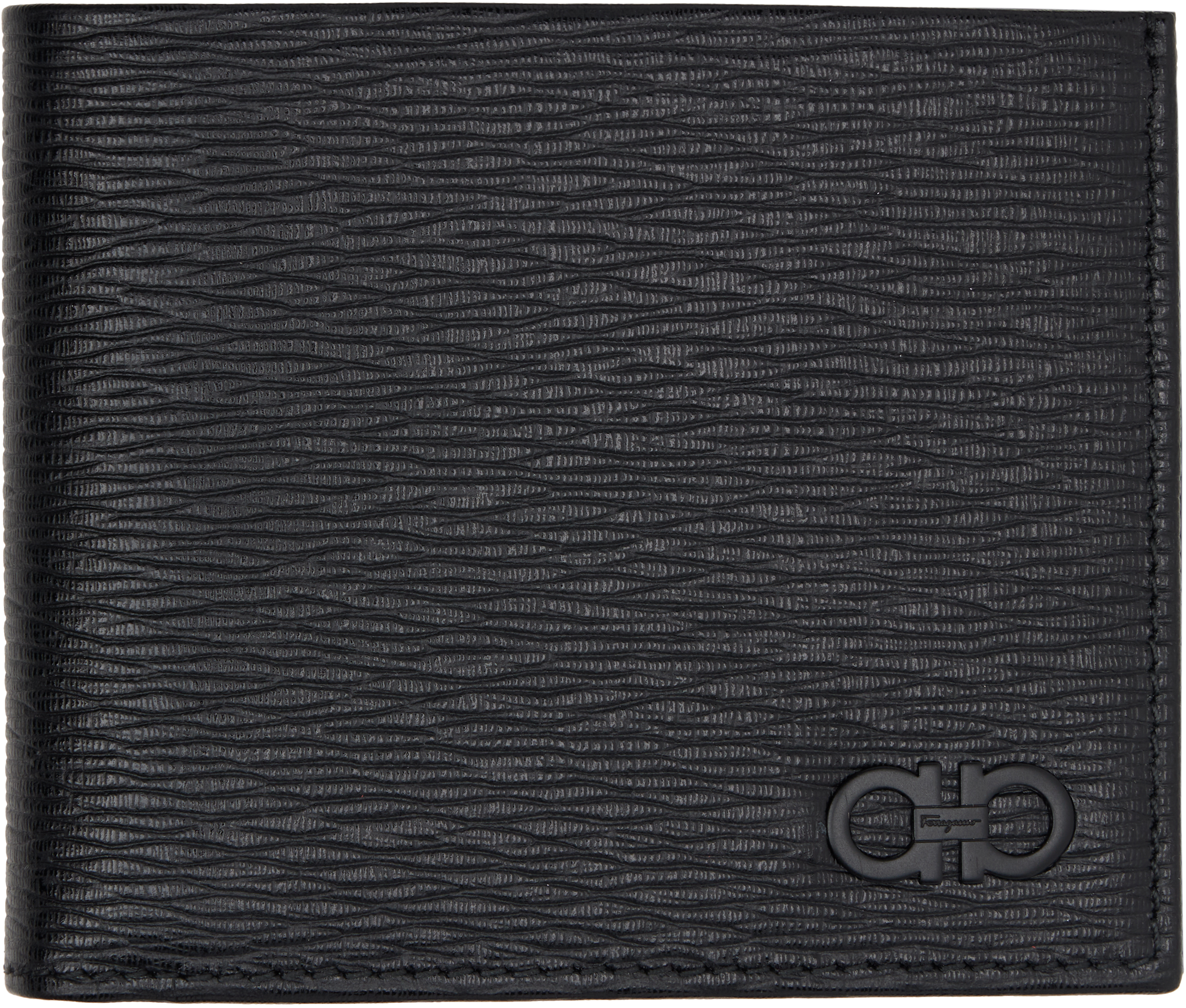 Shop Ferragamo Black Gancini Wallet In Nero Dark Rain