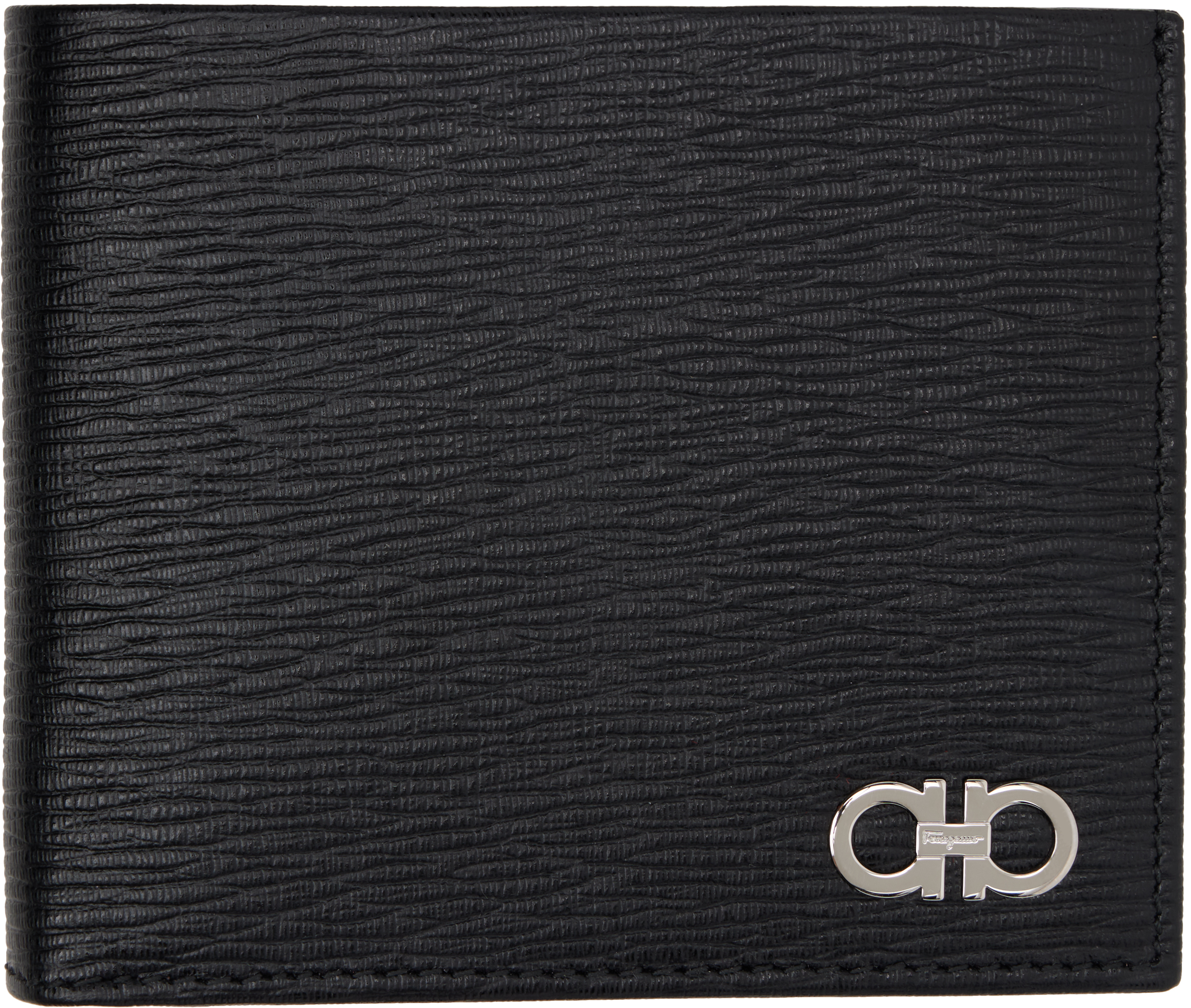 Ferragamo: Black Gancini Wallet | SSENSE Canada