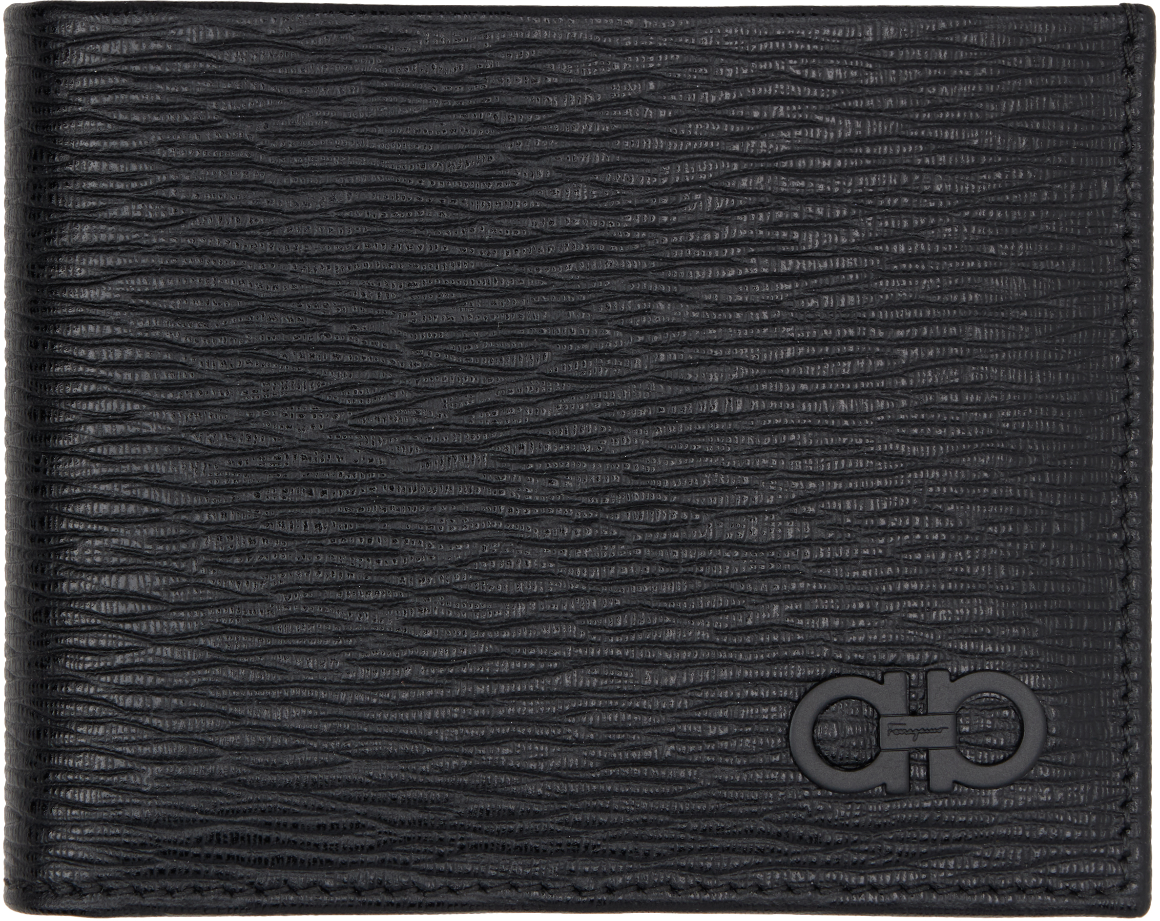 Shop Ferragamo Black Gancini Wallet In Nero Dark Rain