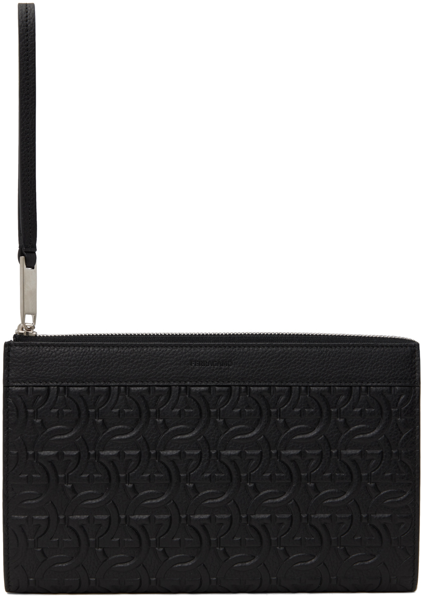 Black Travel Embossed Pouch