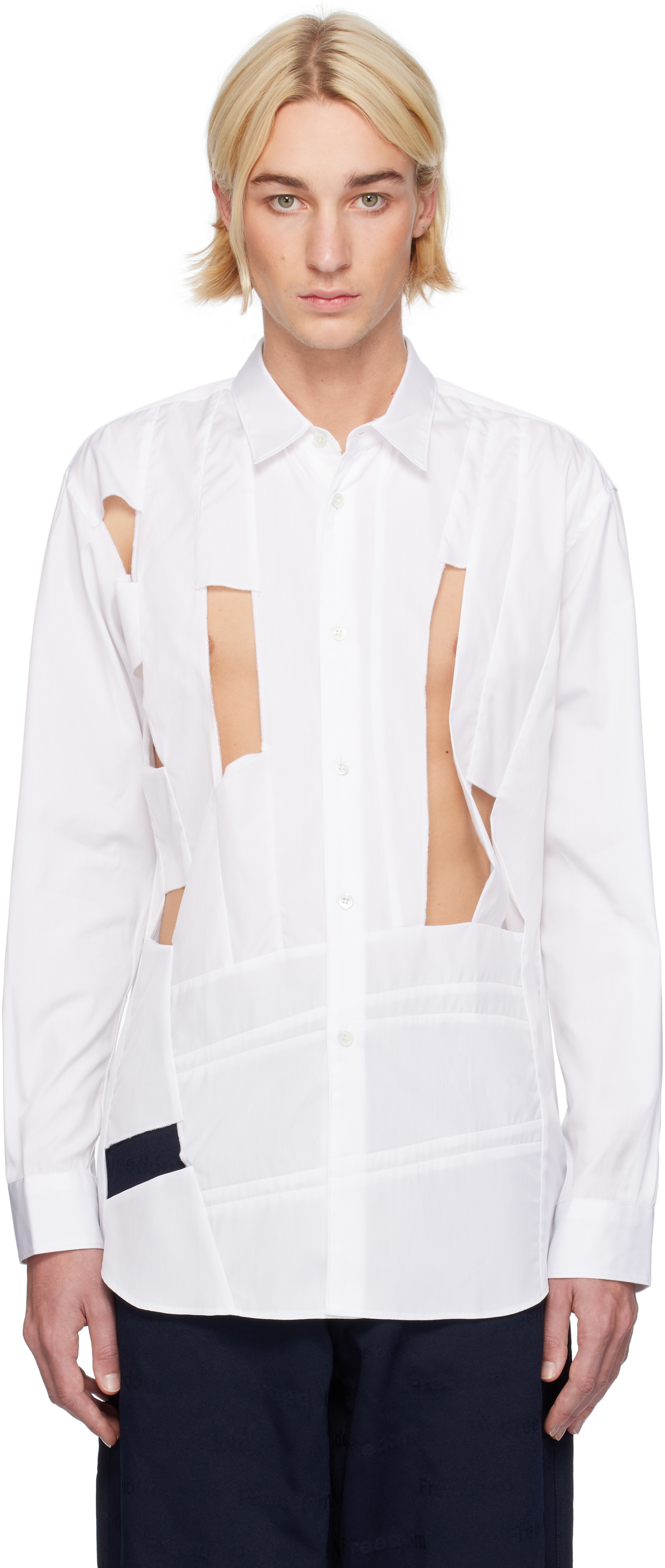 Chemise blanche à découpes Comme des Garçons Shirt en solde