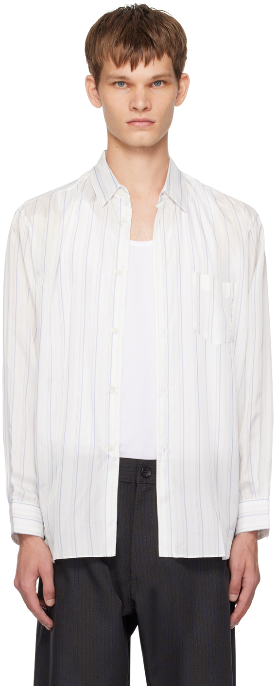 Shop Comme Des Garçons Shirt White Striped Shirt In 2 Stripe 2(7)