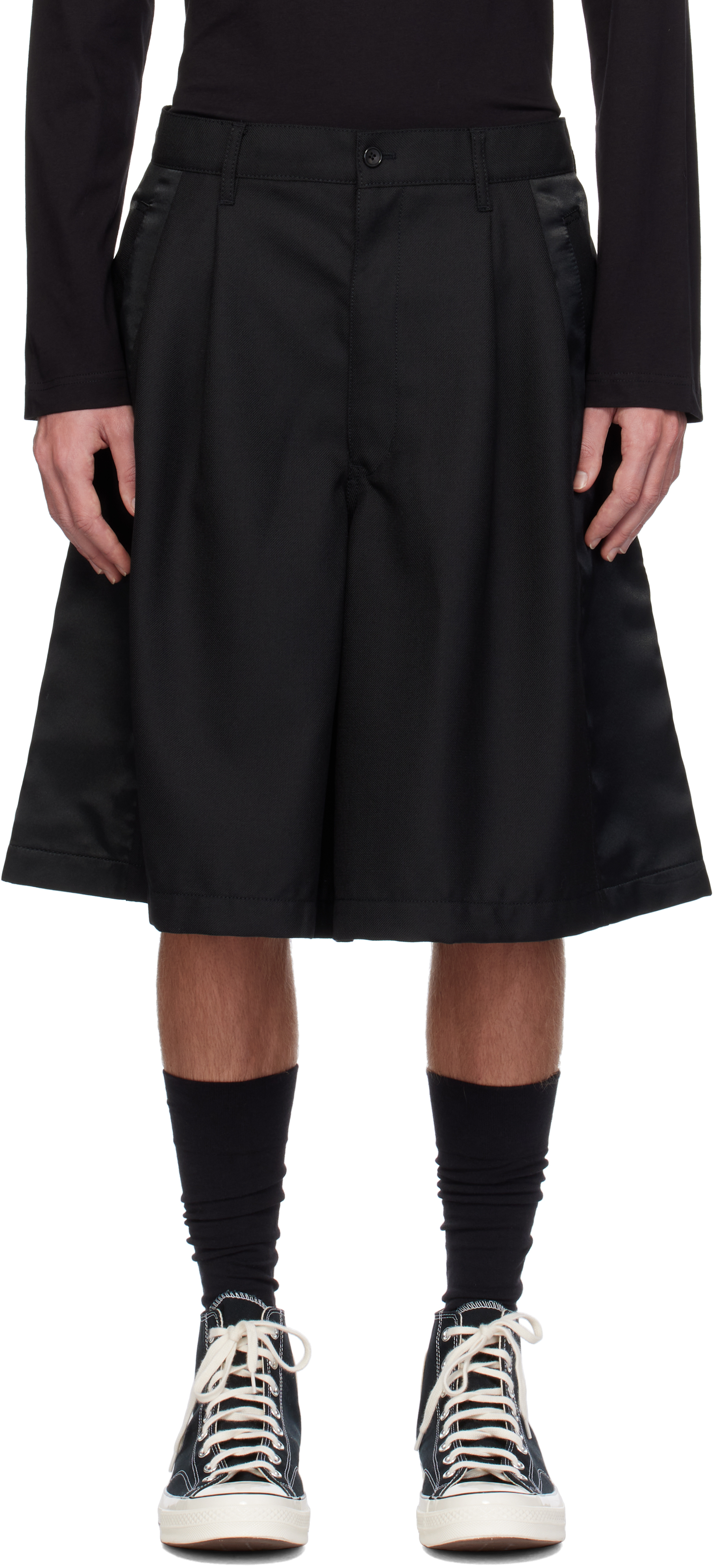 Black Paneled Shorts