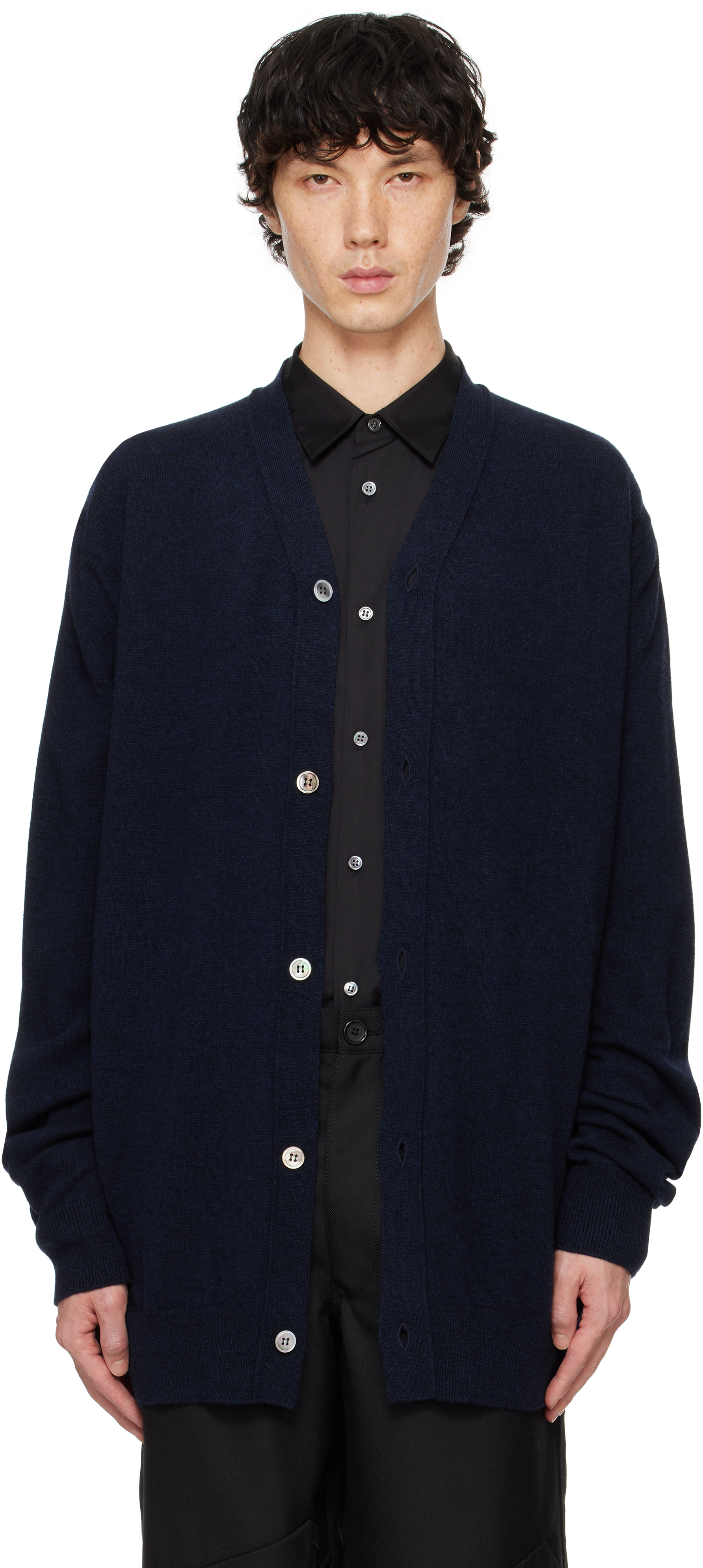 Navy Wool Cardigan