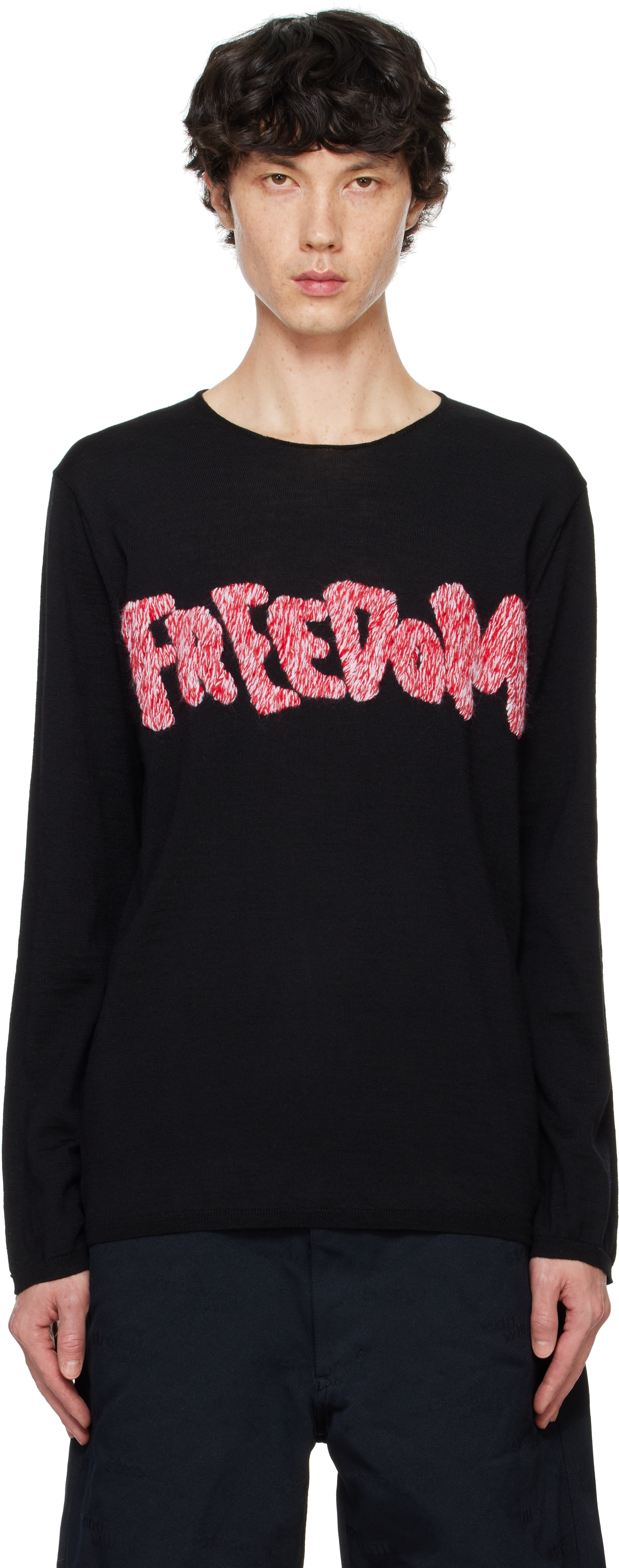 Shop Comme Des Garçons Shirt Black 'freedom' Sweater In 1 Black