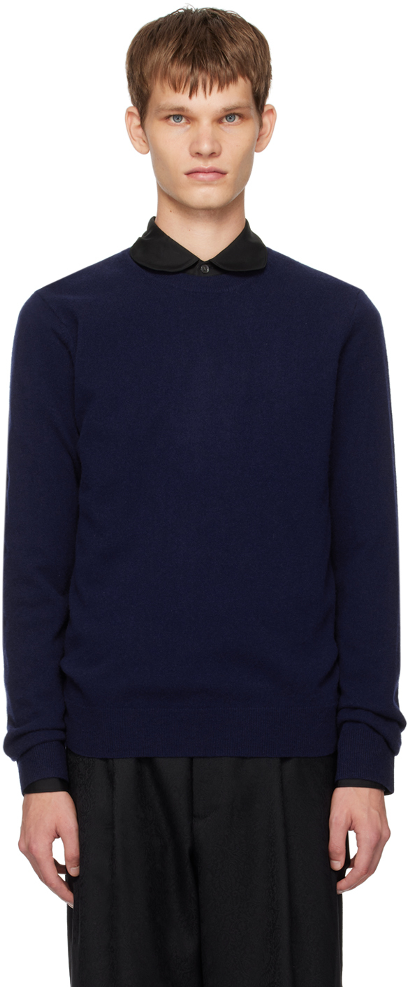 Shop Comme Des Garçons Shirt Navy Crewneck Sweater In 2 Navy