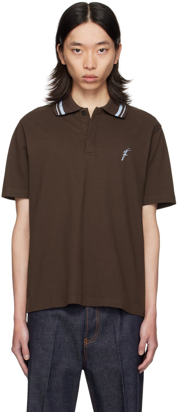 Shop Ferragamo Brown Organic Cotton Polo In 0073/234 Expresso