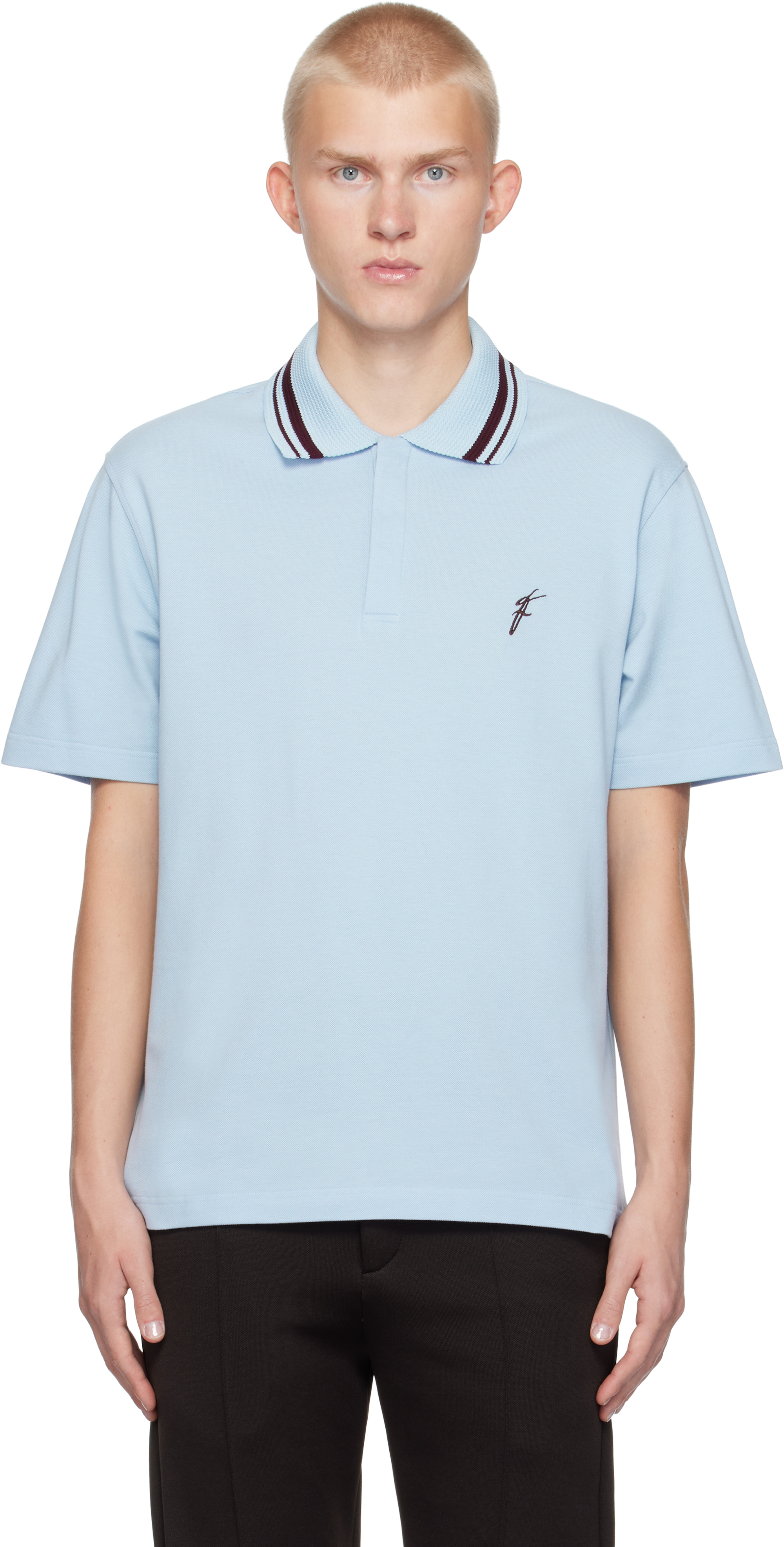 Shop Ferragamo Blue Organic Cotton Polo In 0073/319 Light Blue