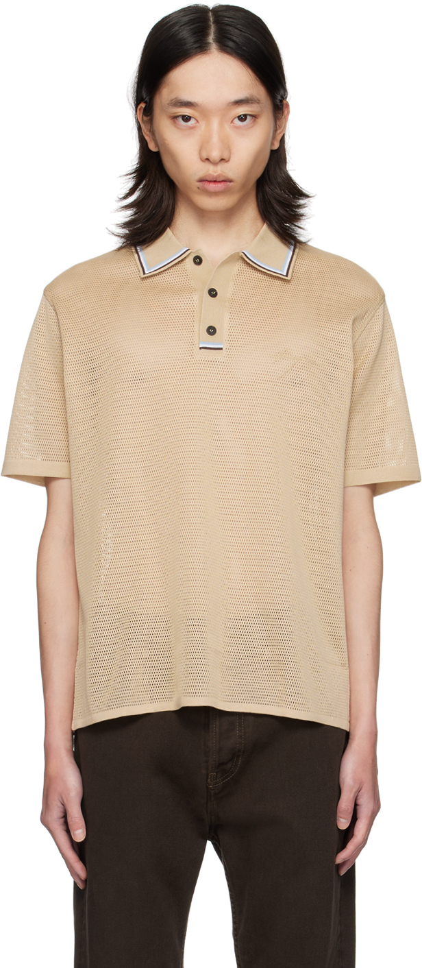 Beige Embroidered-Logo Polo