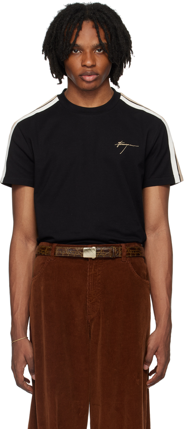 Shop Ferragamo Black Sporty T-shirt In 3886/001 Black