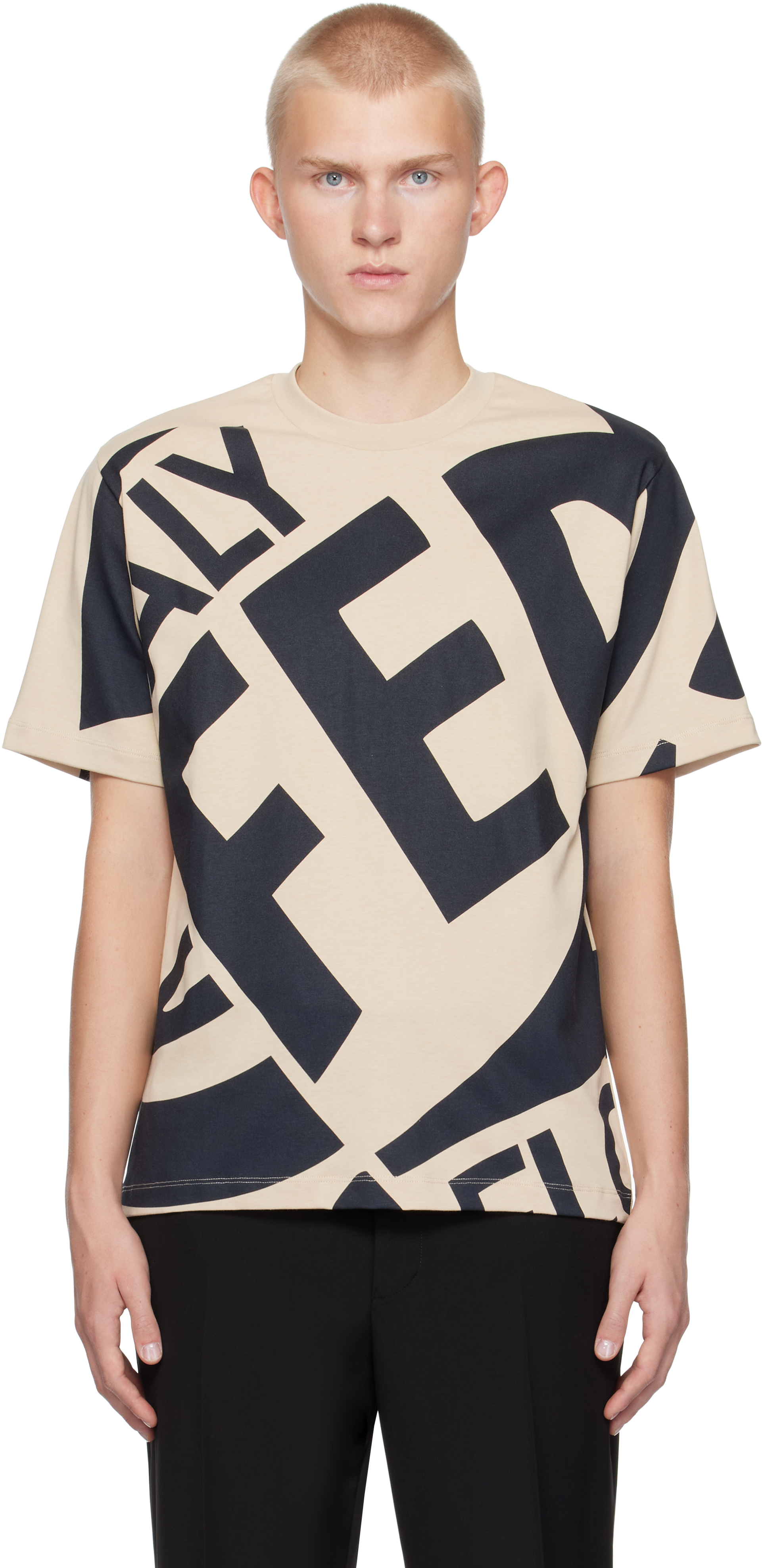 Shop Ferragamo Beige Graphic T-shirt In 0063/151 Stone